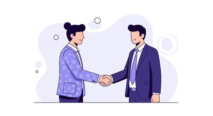 Business partners shaking hands in modern office setting