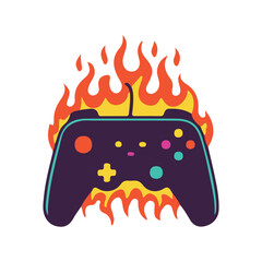 gamepad handheld controller joystick flame fire art vector illustration © ConsInstant