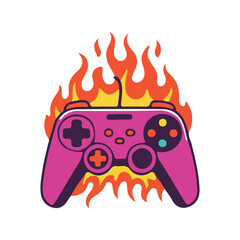gamepad handheld controller joystick flame fire art vector illustration © ConsInstant