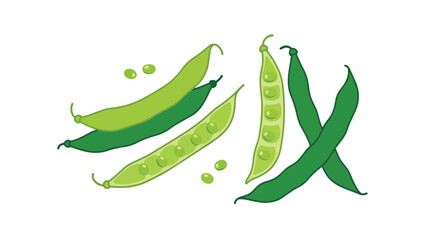 Fresh green garden peas and vibrant pods depicted in a charming illustration, showcasing nature's healthy bounty ready for culinary delight for