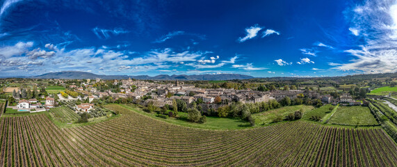 Aerial view of medieval Bevagna one of the most beautiful villages of Italy