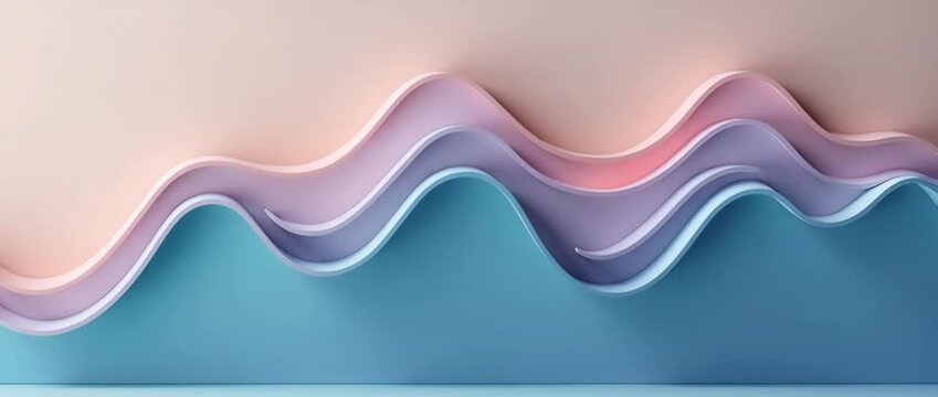 Abstract pastel waves gently sway as the camera slowly pans across a minimalist backdrop, creating a serene and cinematic ambiance perfect for modern design and creative inspiration.