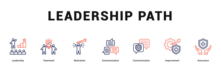 Fototapeta premium Leadership Path Modern and clean web banner illustration featuring thematic icons for visual communication