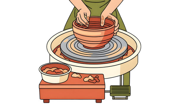 Pottery Wheel Handmade Ceramic Craft Illustration PNG