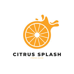 orange fruit citrus splash logo design creative idea