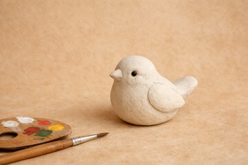 Creative Bird Sculpture: An Artful Fusion of Color, Texture, and Feathers on a Unique Design Palette