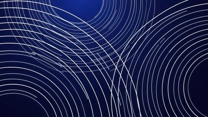 Abstract blue background featuring white curved lines forming concentric circles