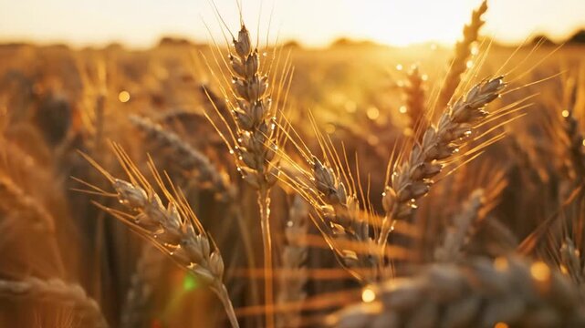 Golden wheat field at sunset capturing the essence of rural harvest season