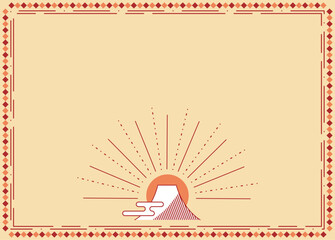 シンプルな富士山と初日の出のおめでたいイメージのフレーム