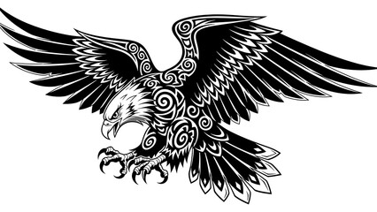 Obraz premium Bird Eagle Illustration Black White