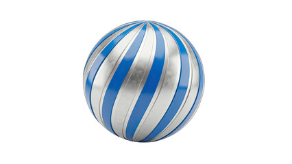 Obraz premium Blue and Silver Striped Ball on White Background