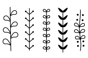手描きあしらい05　植物モチーフのライン
