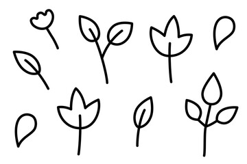 手描きあしらい05　シンプルな植物アイコン