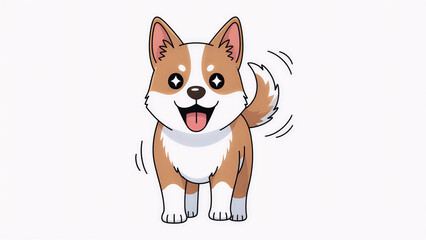 Fototapeta premium A cheerful cartoon dog wagging its tail with a friendly expression, symbolizing joy, loyalty, and playful pet illustration.