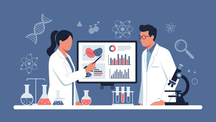 Innovative scientists analyzing research data in modern lab, discovering breakthroughs for medical advancement and scientific progress with cutting edge tools