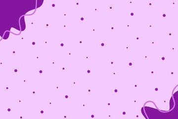 Soft lavender background scattered with dark purple dots, accented by organic abstract shapes and flowing lines in the corners.