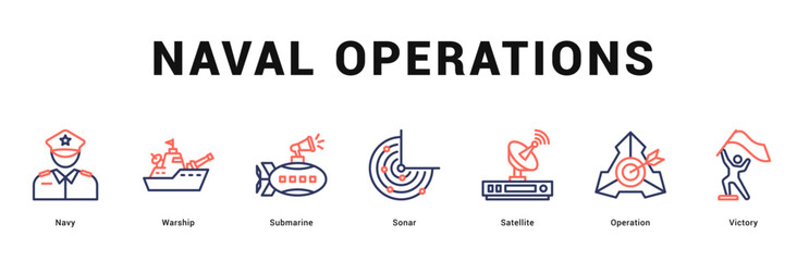 Naval Operations Modern and clean web banner illustration featuring thematic icons for visual communication © Mia