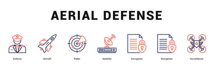 Aerial Defense Modern and clean web banner illustration featuring thematic icons for visual communication