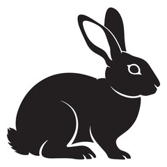 Naklejka premium Black silhouette of a rabbit with long ears on white background