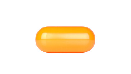 Isolated glossy orange capsule with rounded ends, perfect for medical or supplement concepts