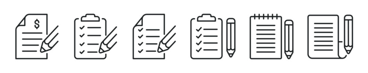 Document thin line icon set. Web minimal editable stroke icons