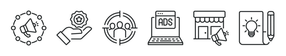 Marketing thin line icon set. Web minimal editable stroke icons