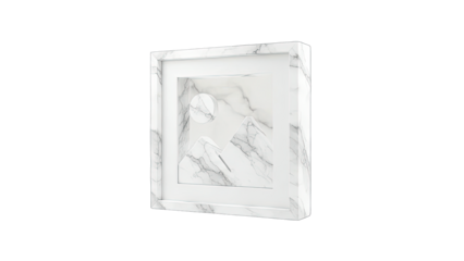 Marble Frame Displaying Abstract Art on White Background