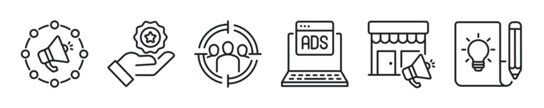 Marketing thin line icon set. Web minimal editable stroke icons