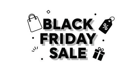 Dynamic monochrome retail promotion for a major seasonal sales event showcasing exclusive discounts and shopping opportunities