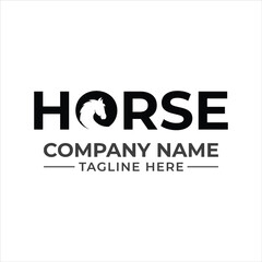 Modern minimalist horse head logo design integrated into typography for a company brand