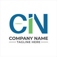 Modern cn letter logo design with green accent for company branding