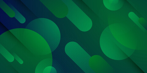 Abstract dark green gradient blue color background. Overlap dynamic circle shapes pattern element concept design.