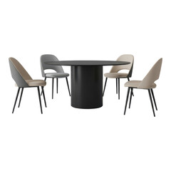 Fototapeta premium Modern dining table with four chairs isolated on transparent background