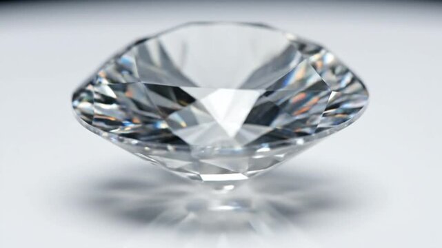 A beautiful cushion-cut diamond, sparkling with brilliance, reflecting light and casting a subtle shadow on a clean, white surface