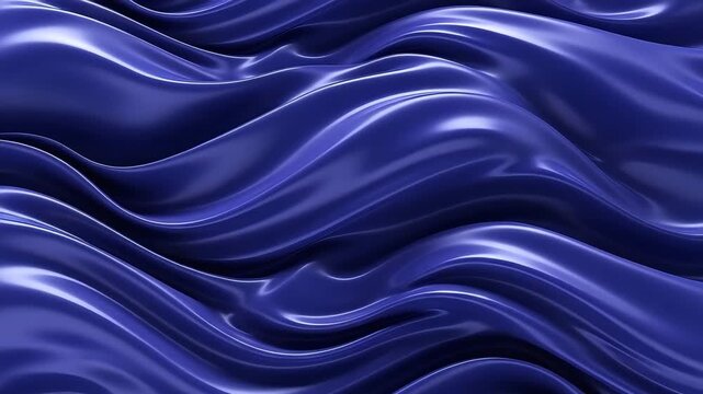 Luxurious royal blue satin fabric with smooth shiny waves and folds