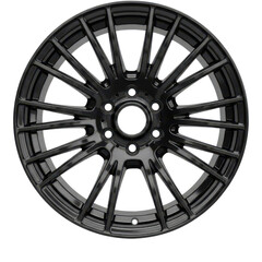 Obraz premium Black car wheel isolated on transparent background