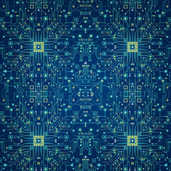 Obraz premium Futuristic Digital Circuit Board Seamless Pattern Technology