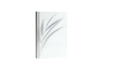 Clean white book with soft white shape on cover, isolated on black background