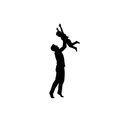 Obraz premium Parent lifting child silhouette vector illustration