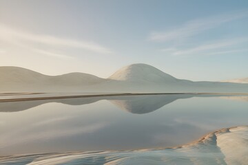 Obraz premium Serene mountain lake reflection at dawn