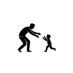 Parent and child playing silhouette vector illustration