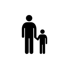Parent and child holding hands silhouette vector illustration