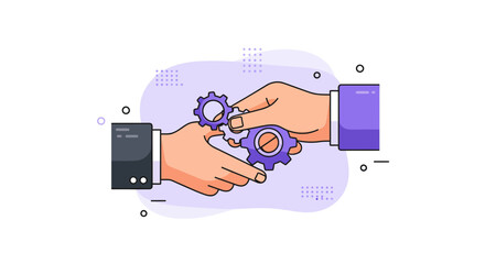Business partnership gears turning together in harmony