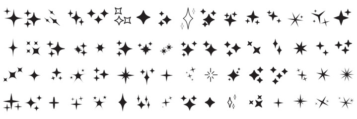 Star icons. Twinkling stars. Sparkles, shining burst. Christmas vector symbols isolated. Retro futuristic sparkle icons collection. collection of star icons in vector, shining icons, shiny, sparkling