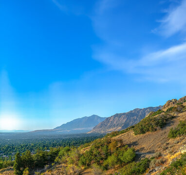 Huge mountains overlooking city of Ogden in Utah