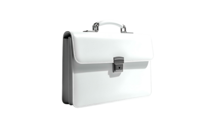 A pristine white briefcase isolated against a black background