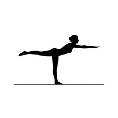 Extended side angle yoga pose silhouette reach vector illustration
