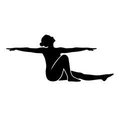 Downward dog yoga pose silhouette full body vector illustration