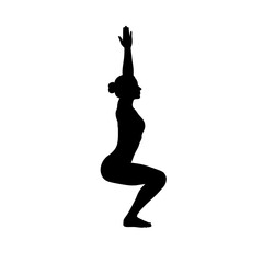 Downward dog yoga pose silhouette side view vector illustration