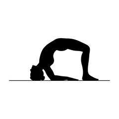 Camel yoga backbend pose silhouette vector illustration